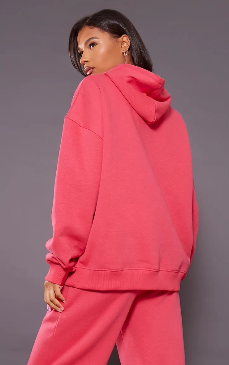 Hoodie rose foncé à slogan Self Love Club oversize