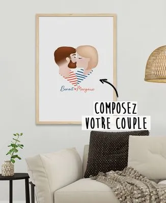 Hoodie zippé homme Couple coeur imprimé personnalisé