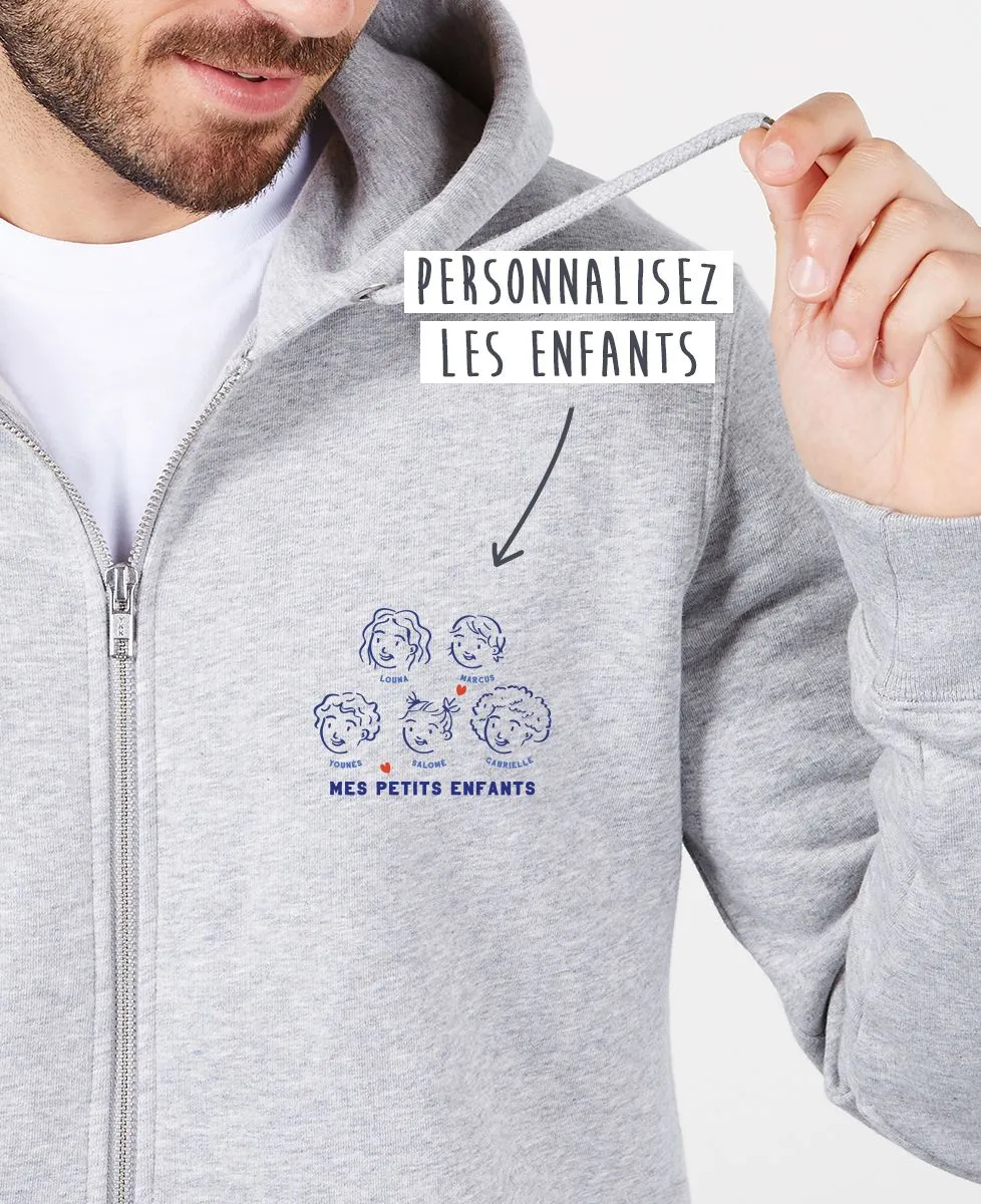 Hoodie zippé homme Mes petits enfants personnalisé