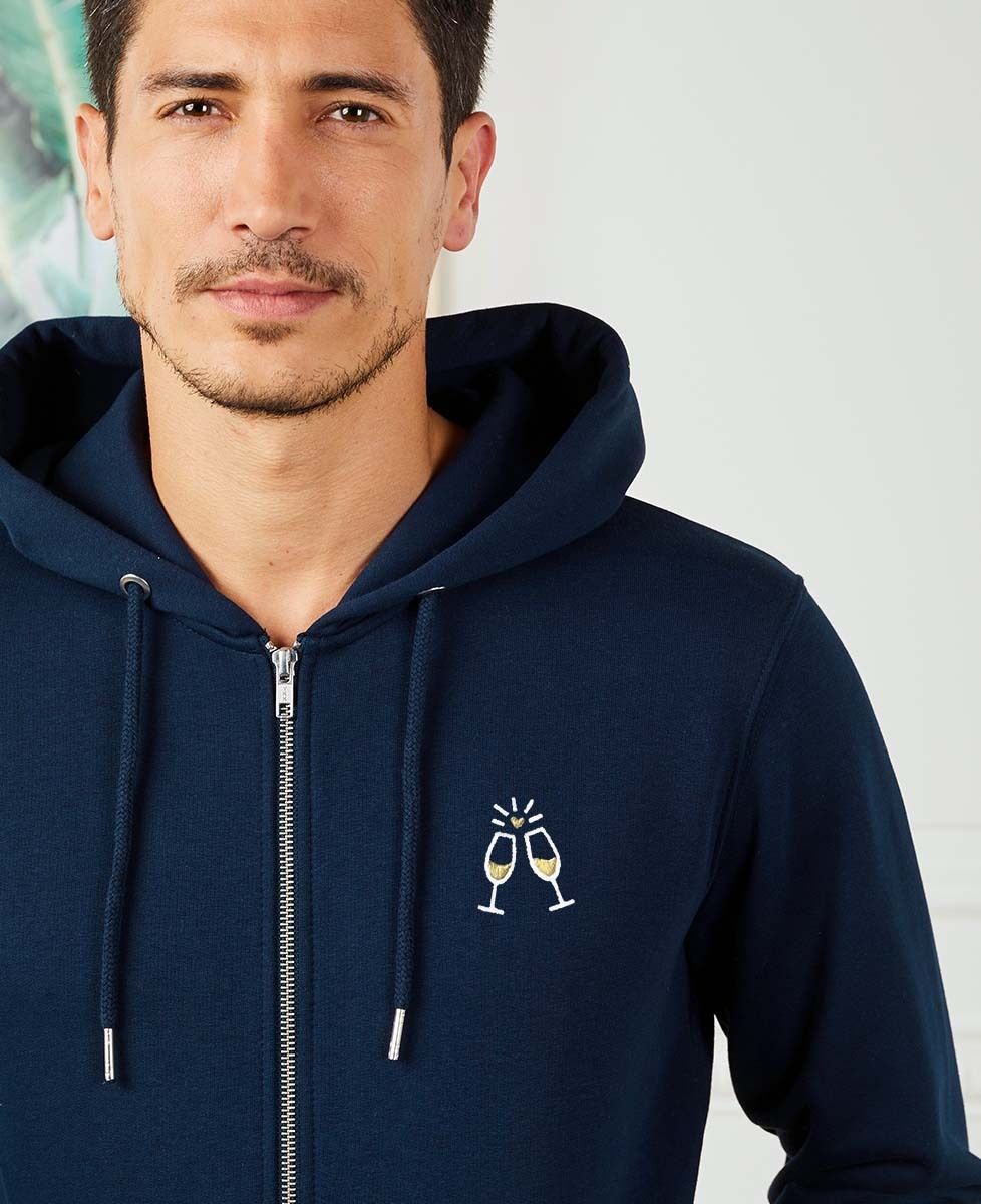 Hoodie zippé homme Tchin Tchin champagne (brodé)