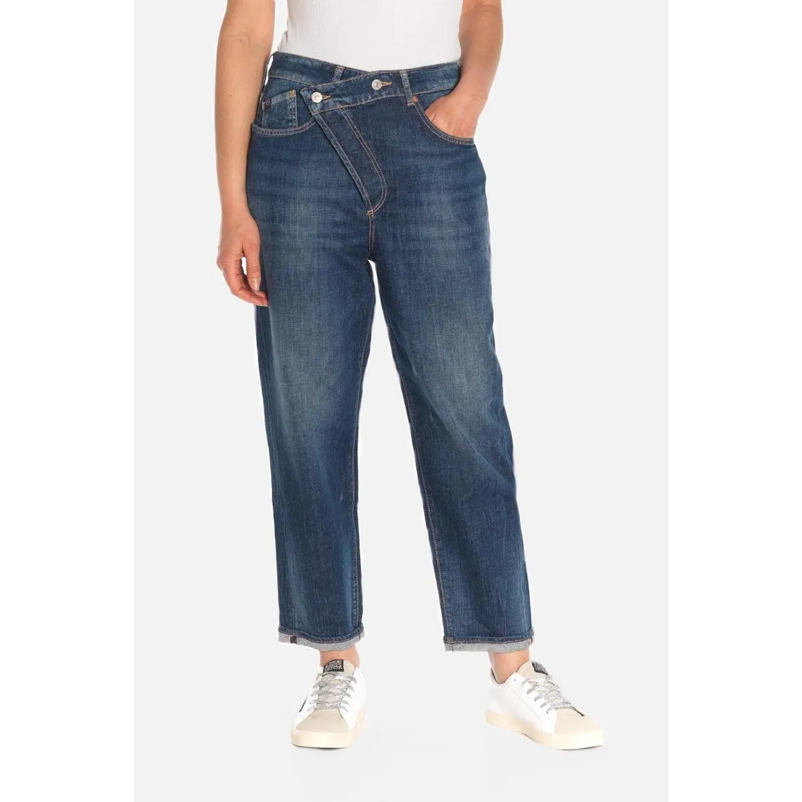 Jeans boyfit cosy, 7/8ème bleu en coton Amy | 3 Suisses