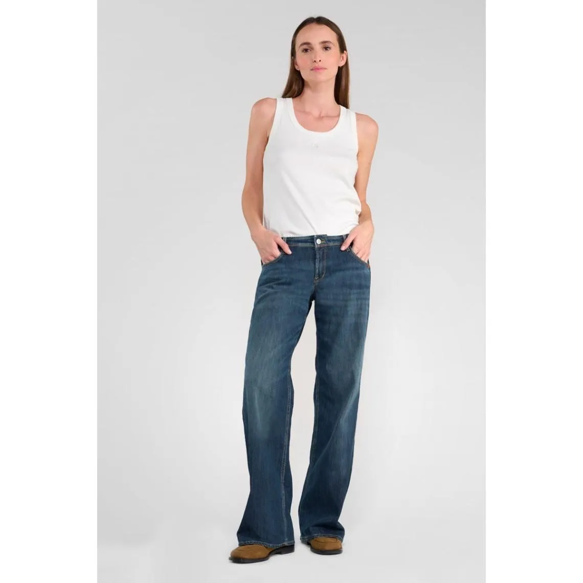 Jeans flare Lauryn bleu en coton | 3 Suisses