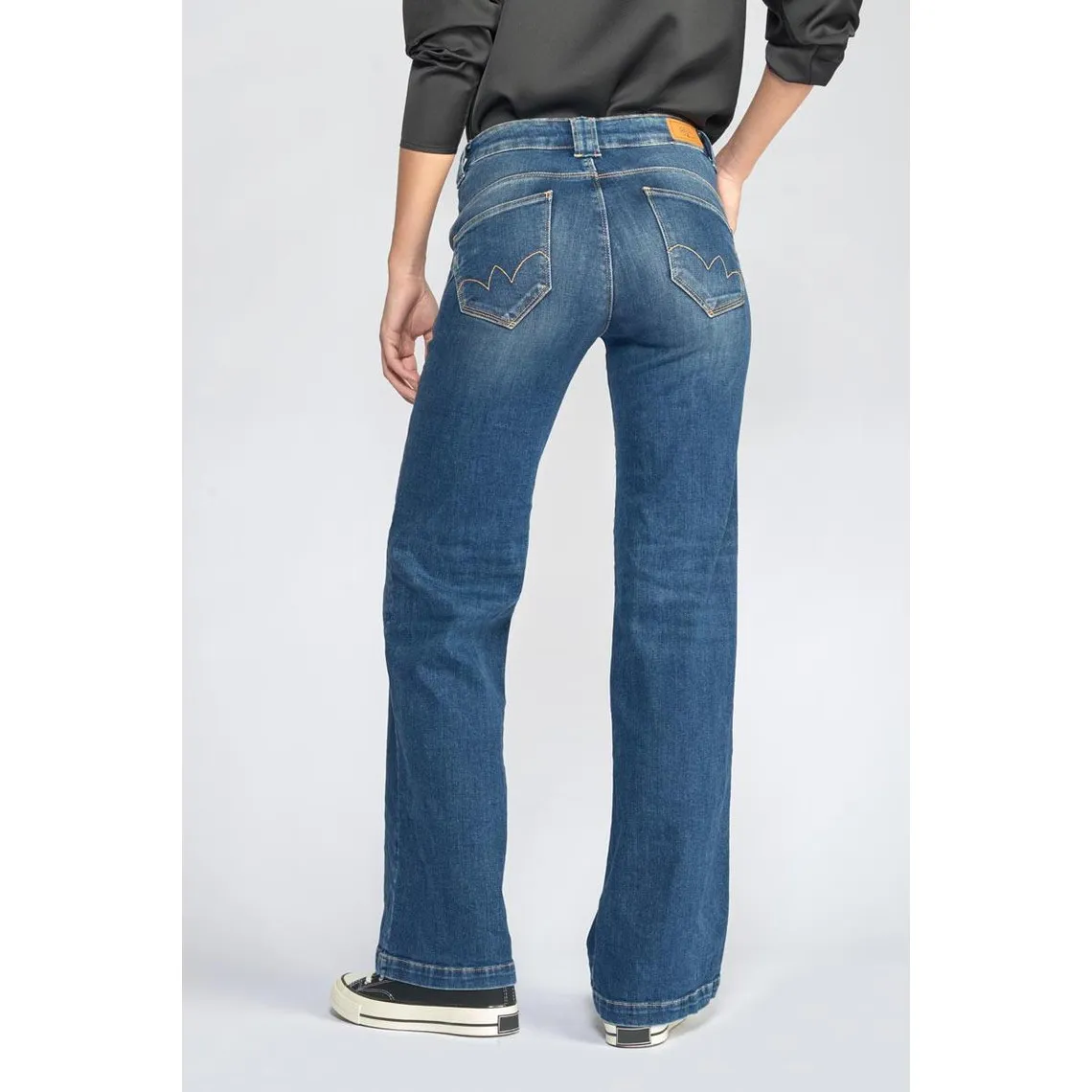 Jeans Puggy pulp flare taille haute bleu N°3 en coton | 3 Suisses