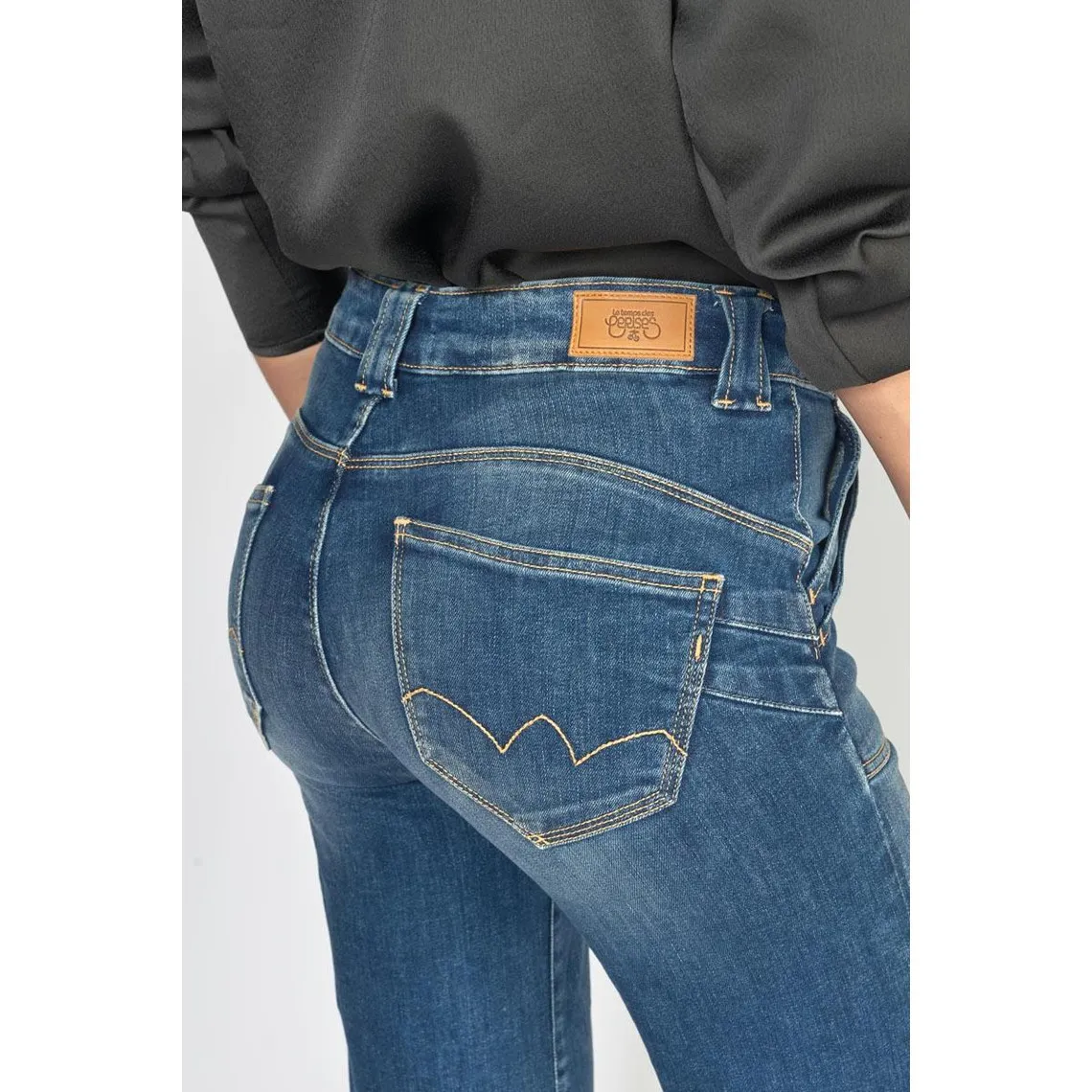 Jeans Puggy pulp flare taille haute bleu N°3 en coton | 3 Suisses