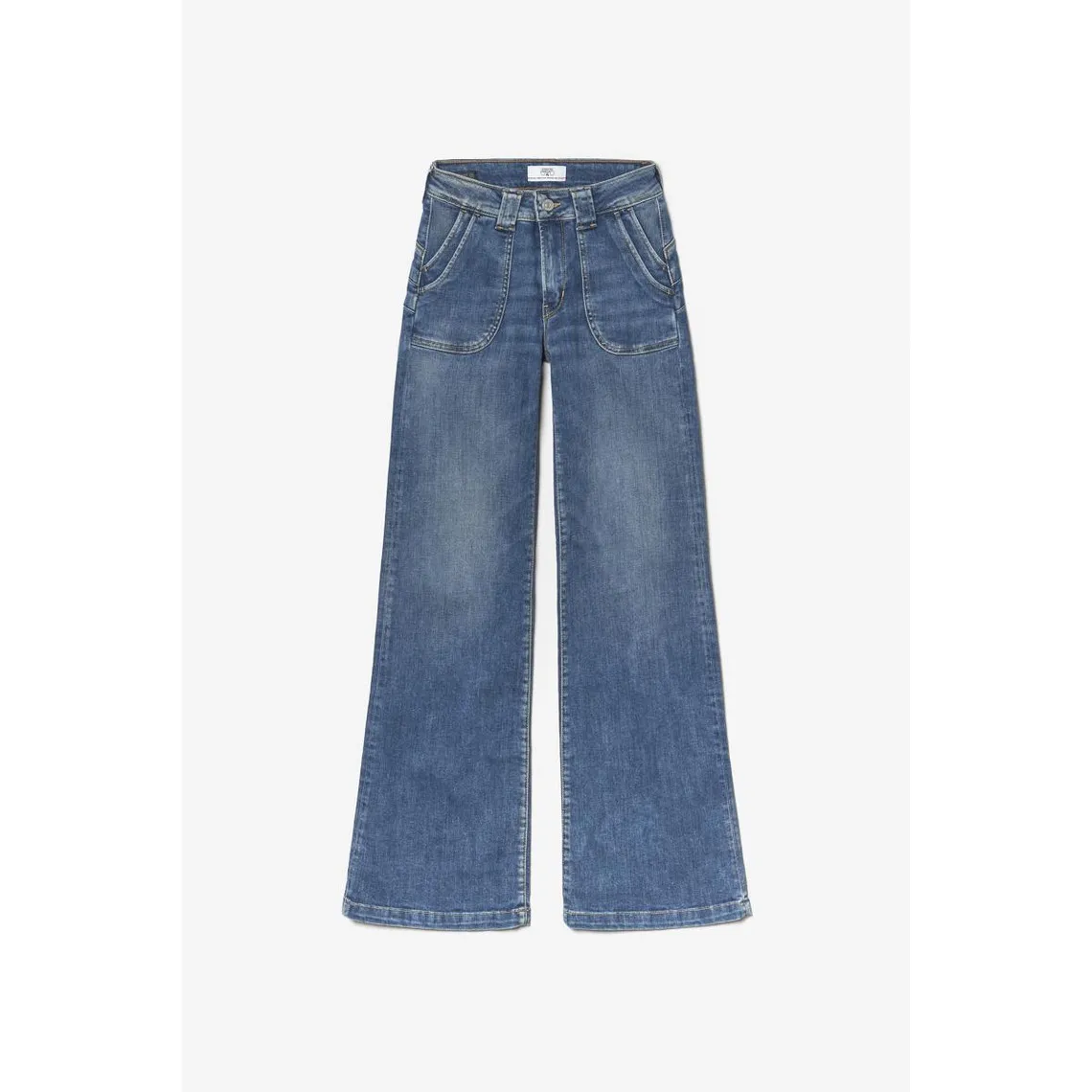 Jeans Puggy pulp flare taille haute bleu N°3 en coton | 3 Suisses