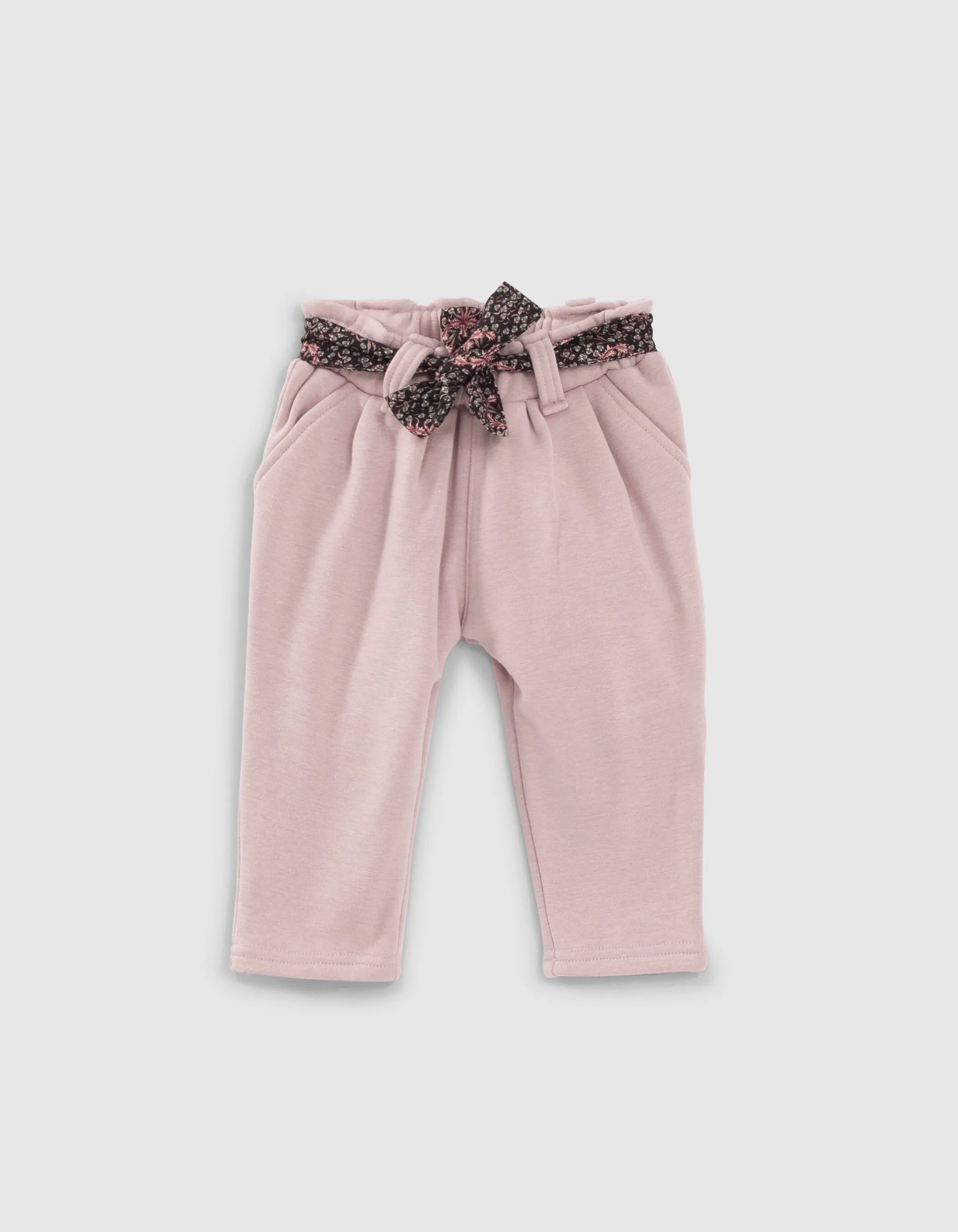 Jogging rose poudré à ceinture imprimée bébé fille