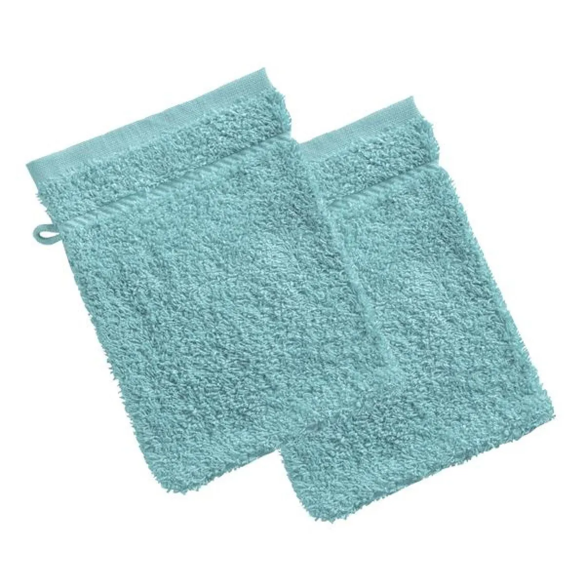 Lot de 2 gants de toilette CLAIRE 420 en coton bleu aqua | 3 Suisses