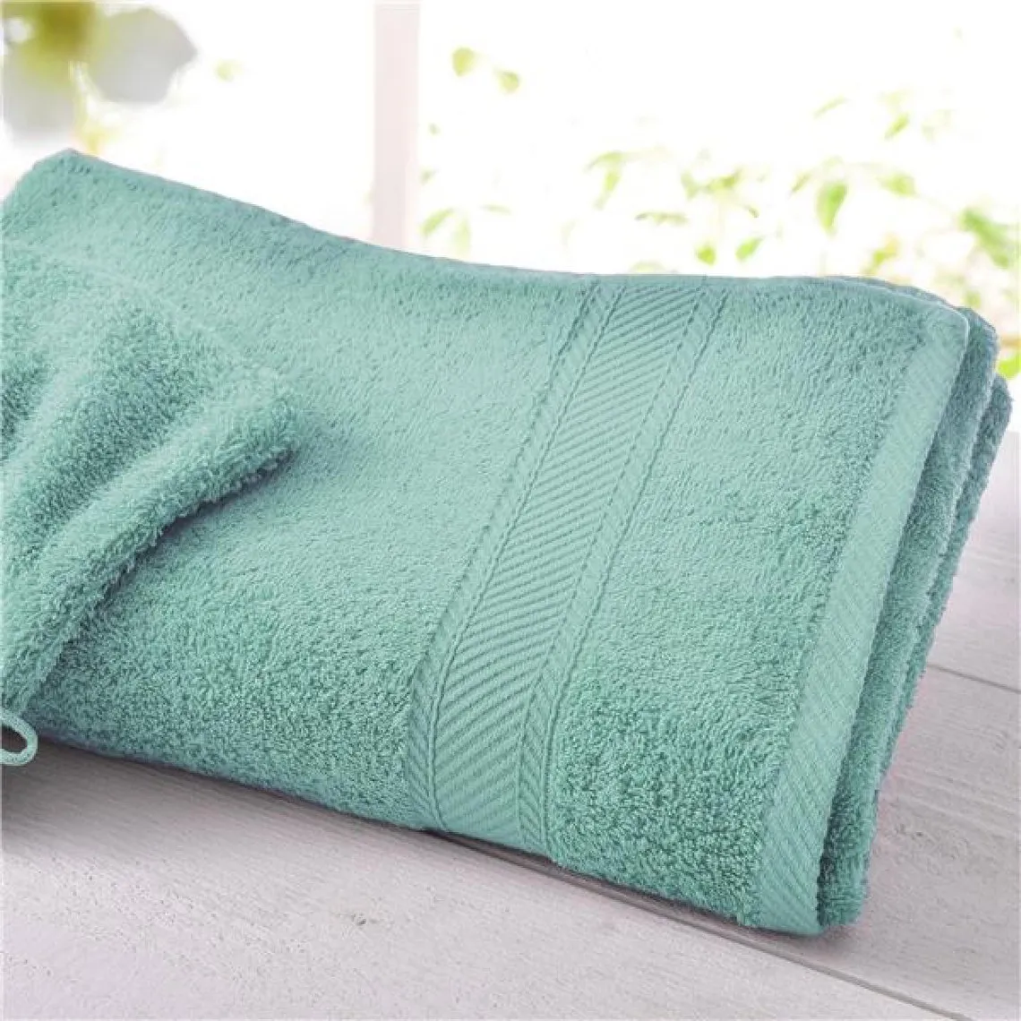 Lot de 2 gants de toilette CLAIRE 420 en coton bleu aqua | 3 Suisses