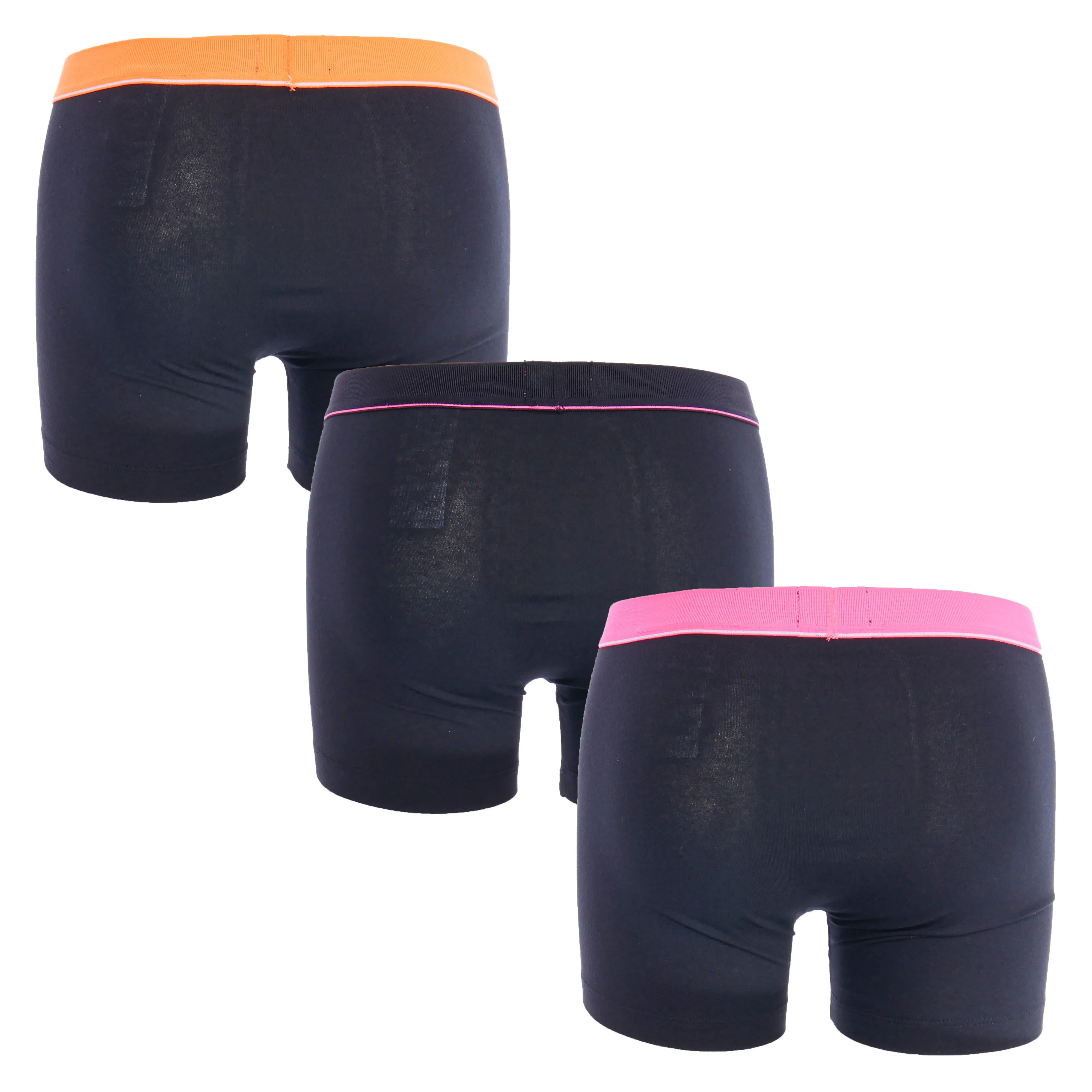 Lot de 3 boxers avec Ceinture à logo orange,noir et rose en coton b...