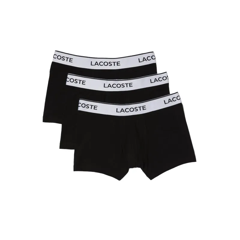 LOT DE 3 BOXERS COURTS NOIRS LACOSTE AVEC CEINTURE CONTRASTÉE IMPRIMÉE