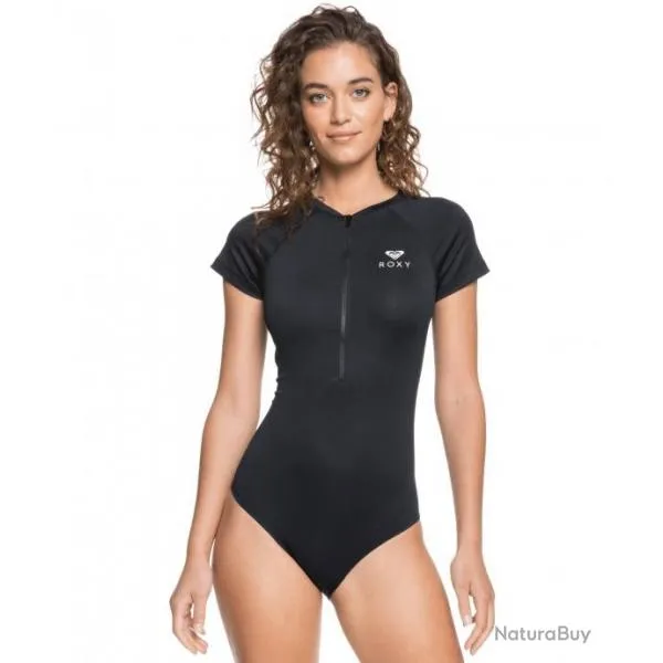 Maillot de bain anti-UV pour femme - Manches courtes - Essentials - True Black XXL Noir