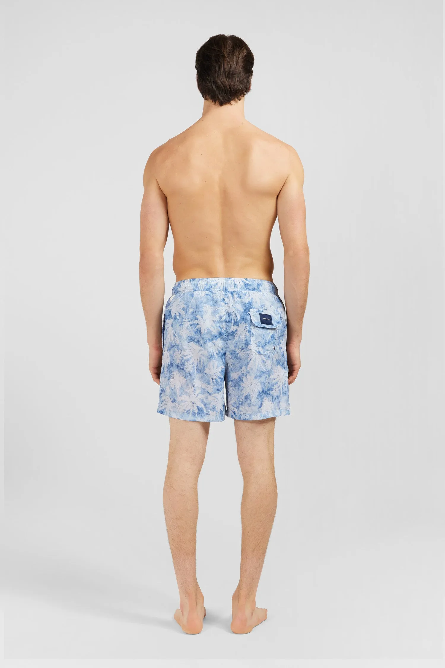 Maillot de bain bleu imprimé palmiers