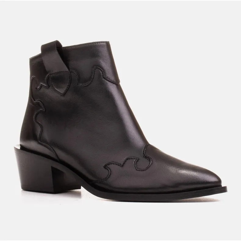 Marco Shoes Bottes noires en cuir grainé naturel le noir