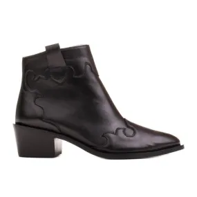 Marco Shoes Bottes noires en cuir grainé naturel le noir