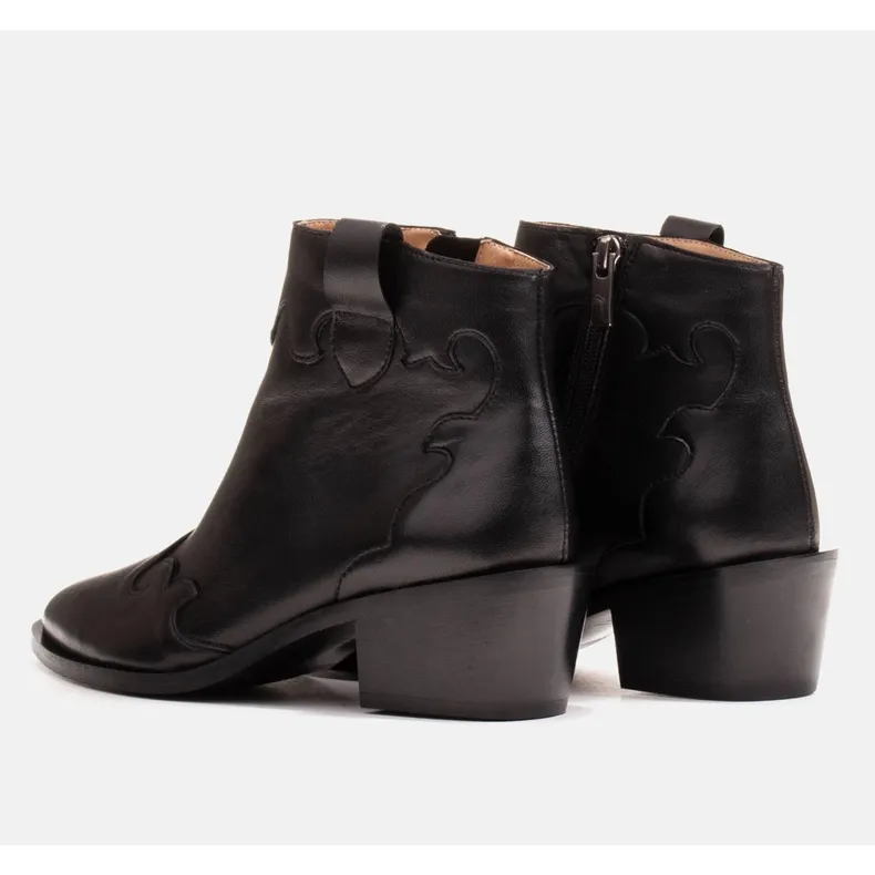 Marco Shoes Bottes noires en cuir grainé naturel le noir