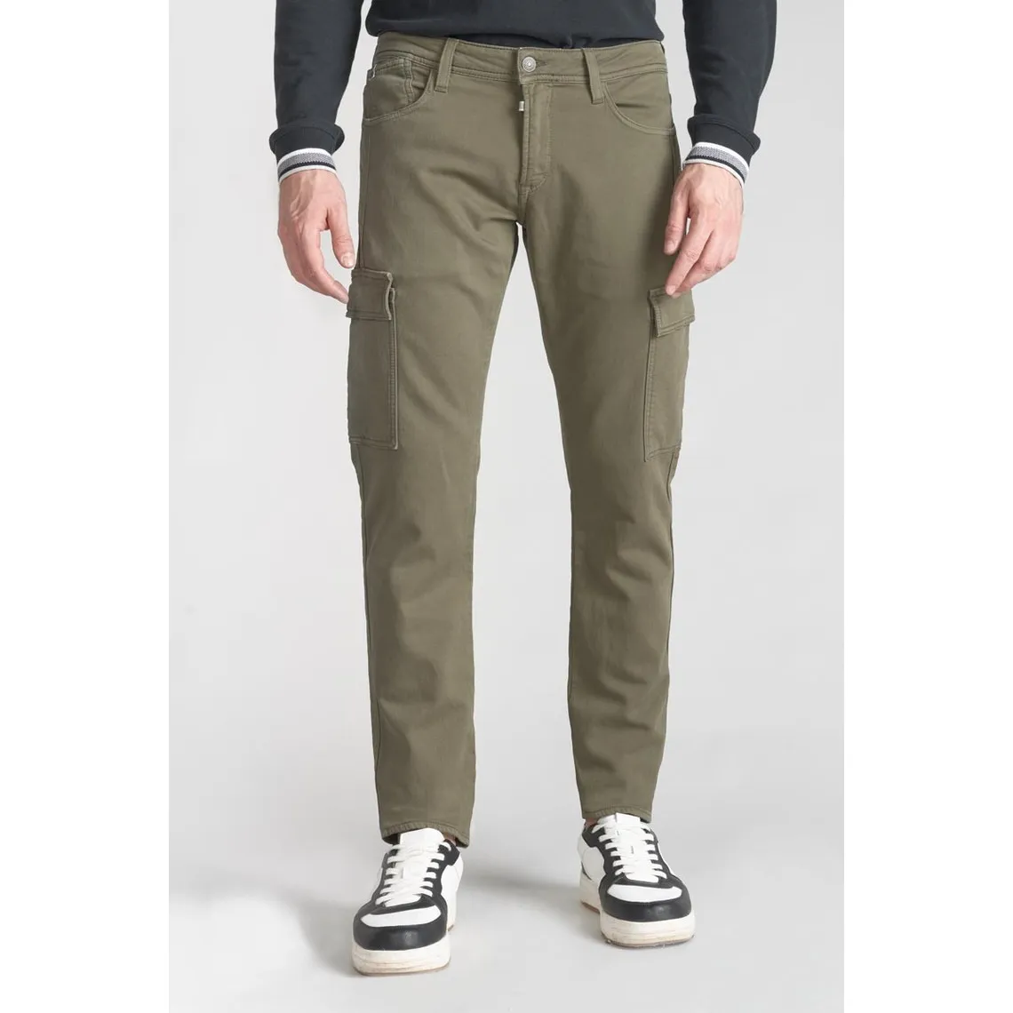 Pantalon army Jogg slim Andrew aloe vert en coton Le Temps des Cerises - Pantalon Homme sur MenCorner