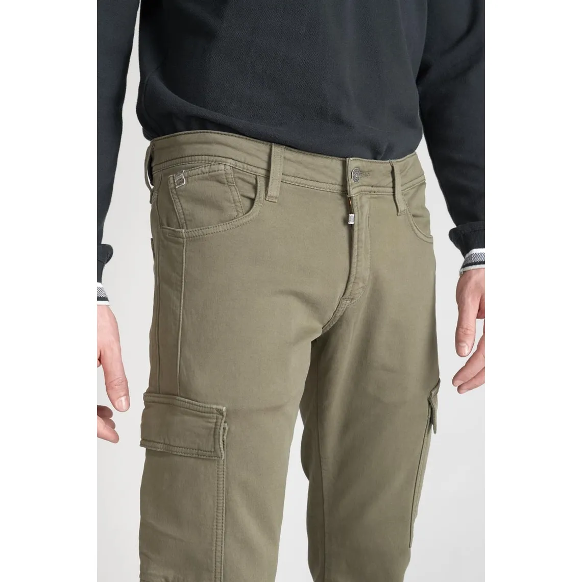 Pantalon army Jogg slim Andrew aloe vert en coton Le Temps des Cerises - Pantalon Homme sur MenCorner