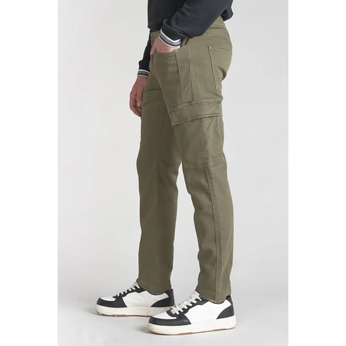 Pantalon army Jogg slim Andrew aloe vert en coton Le Temps des Cerises - Pantalon Homme sur MenCorner