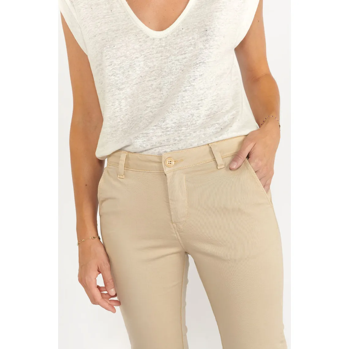 Pantalon chino DYLI blanc Iris | 3 Suisses