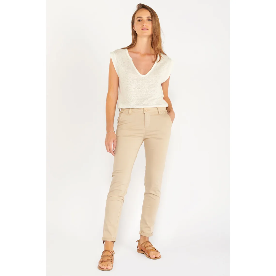 Pantalon chino DYLI blanc Iris | 3 Suisses