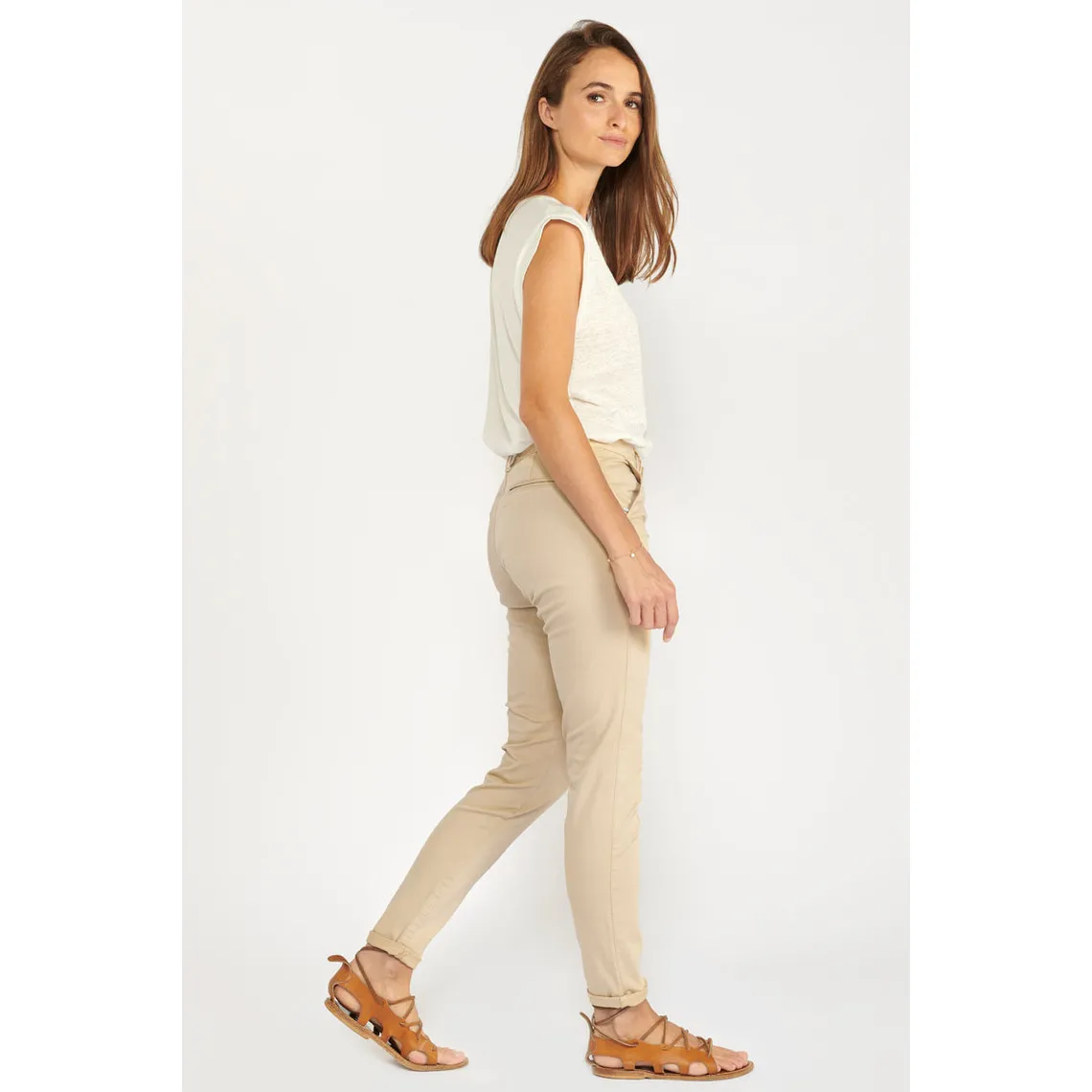 Pantalon chino DYLI blanc Iris | 3 Suisses