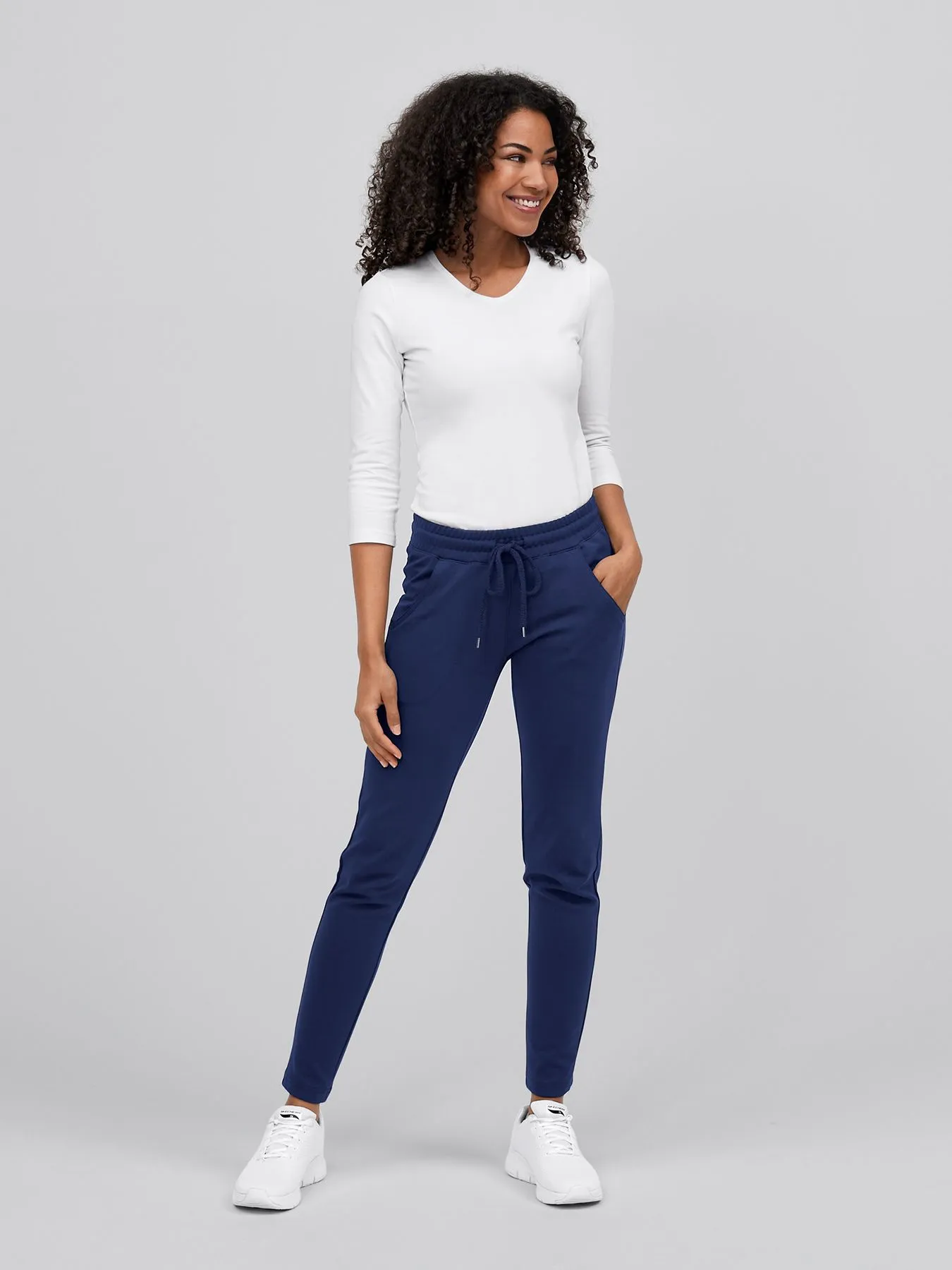 Pantalon décontracté en jersey opaque à maille interlock