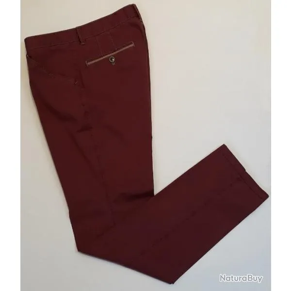 PANTALON EN TOILE BORDEAUX SUNWILL T42