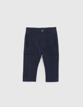 Pantalon marine maille découpes poches bébé garçon