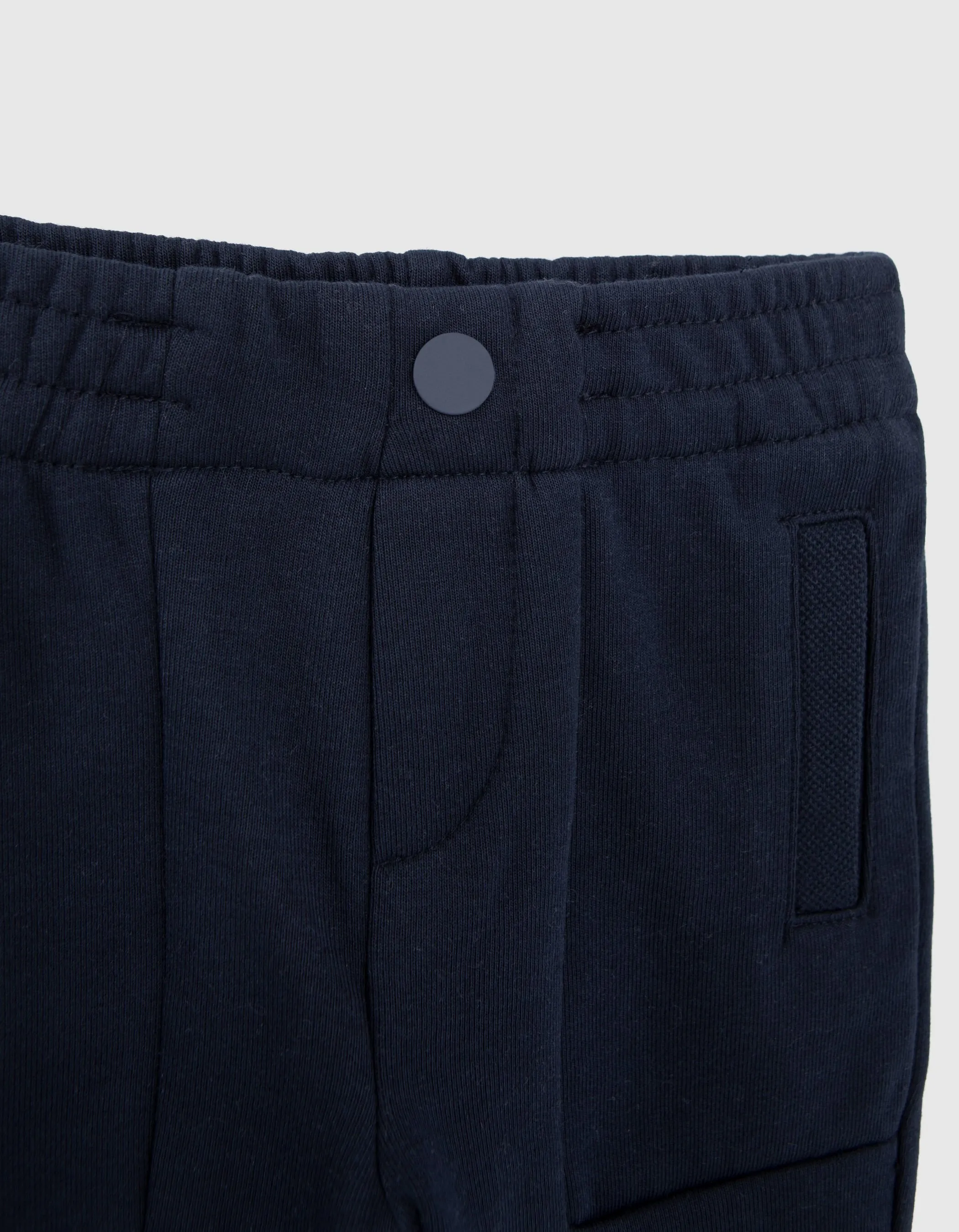 Pantalon marine maille découpes poches bébé garçon