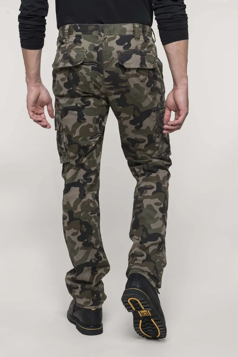 Pantalon multipoches pour homme - K744 - vert olive camouflage 