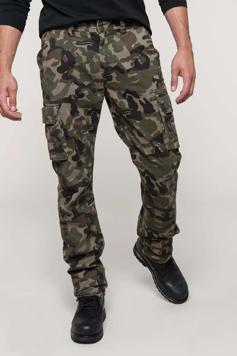 Pantalon multipoches pour homme - K744 - vert olive camouflage 