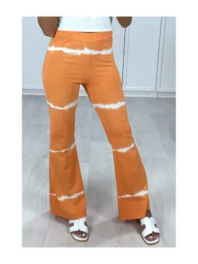 Pantalon patte deph orange motif tie  dye