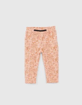 Pantalon pêche maille imprimé feuillage bébé fille