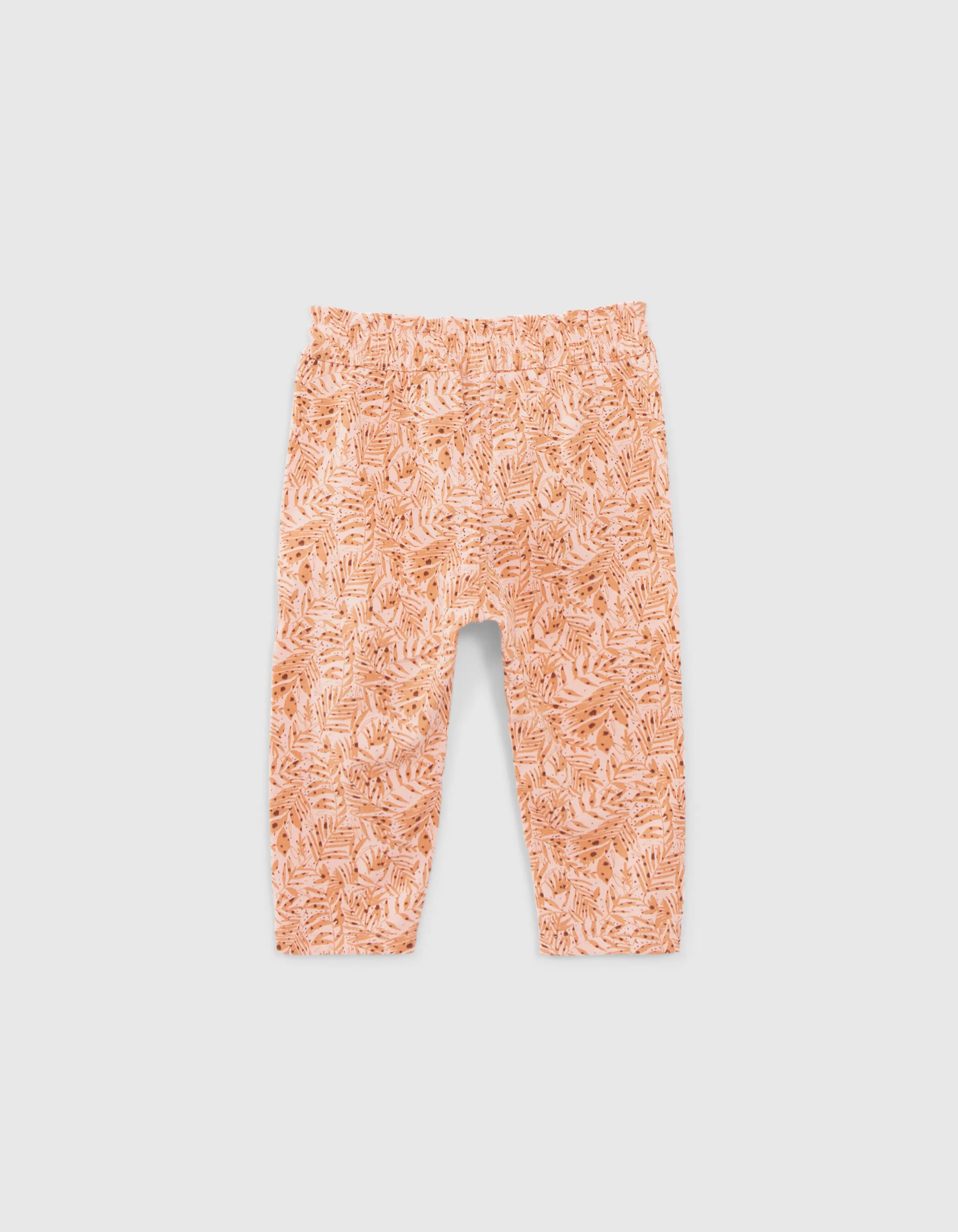 Pantalon pêche maille imprimé feuillage bébé fille