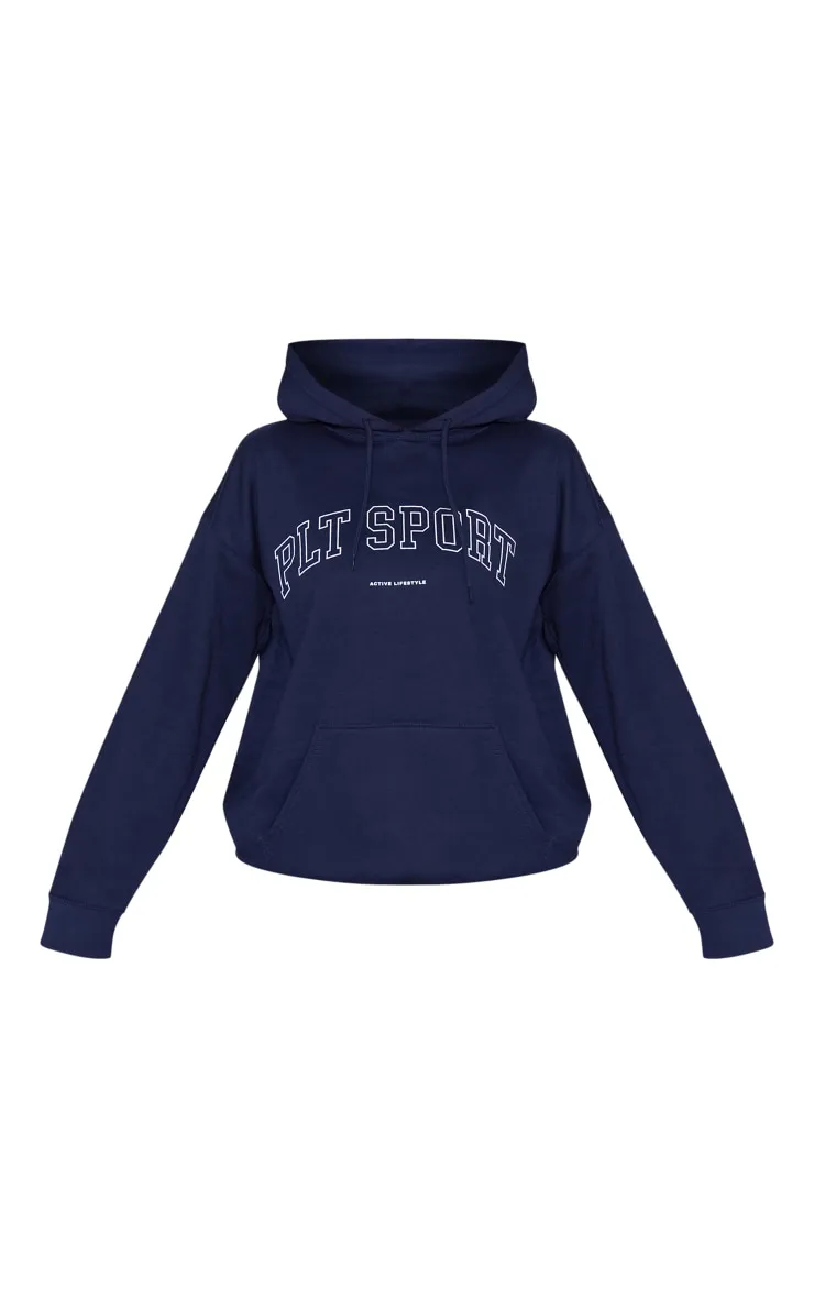 PLT Sport Hoodie bleu marine à imprimé large