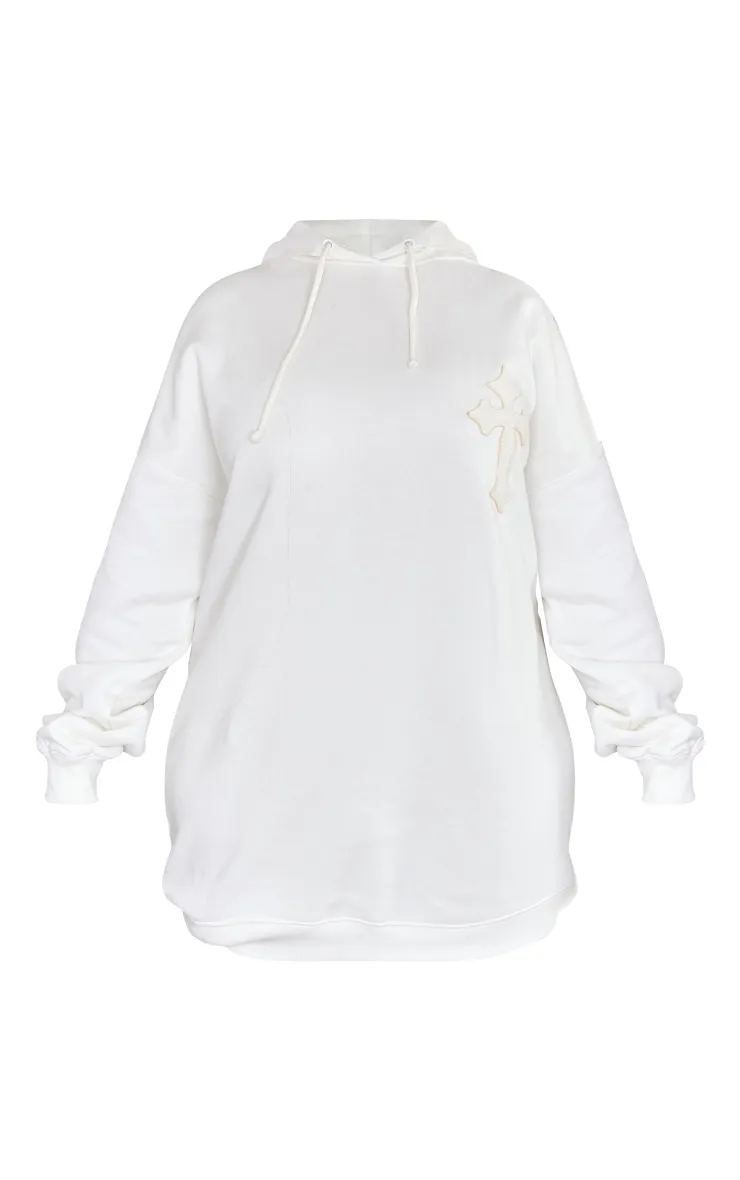 Plus Hoodie oversize blanc à détail croix