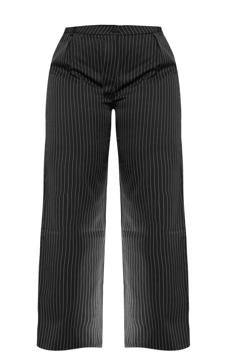 Plus Pantalon large noir à rayures