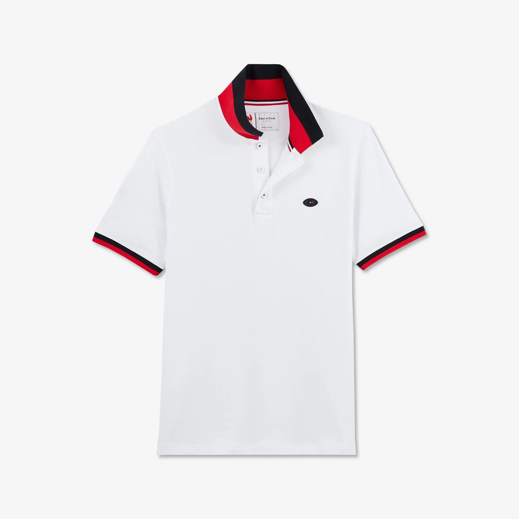 Polo FFR blanc en jersey de coton