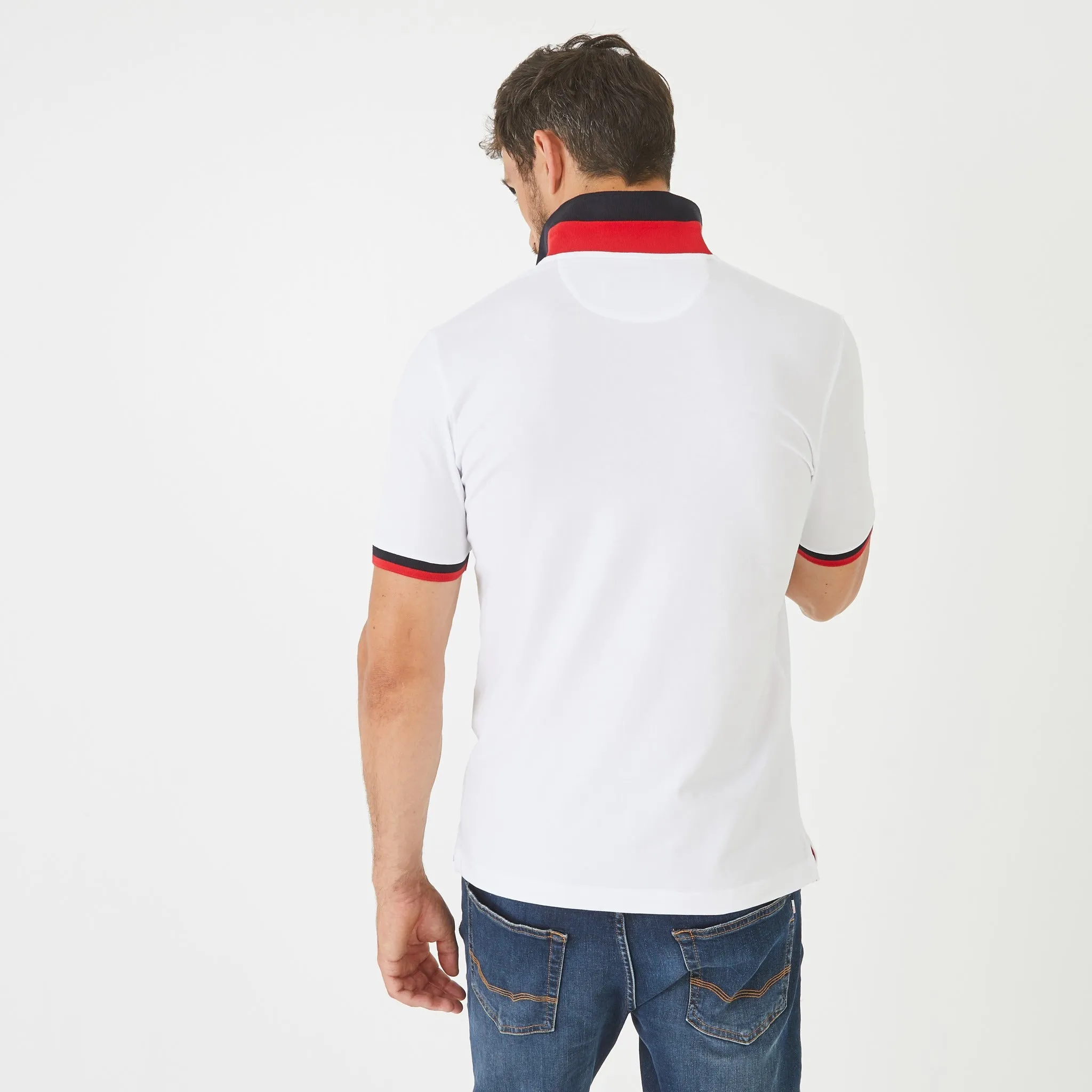 Polo FFR blanc en jersey de coton