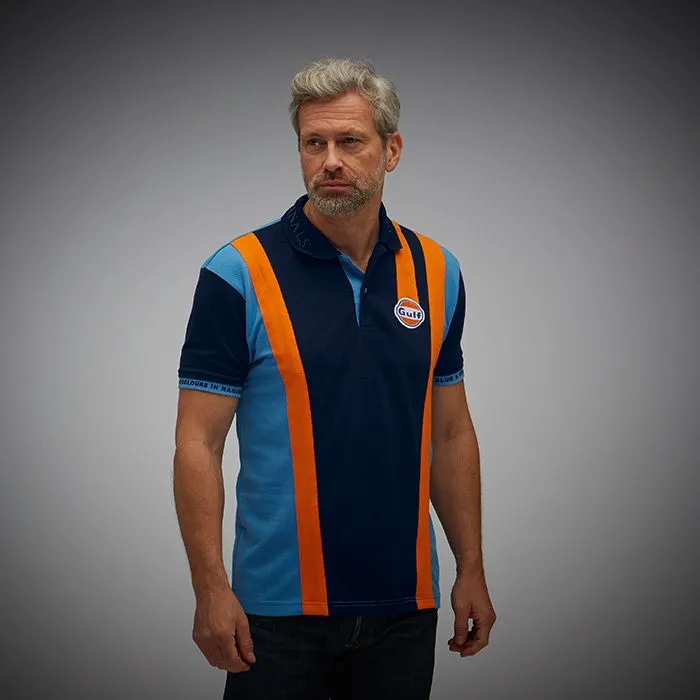 Polo GULF Racing Team bleu marine pour homme