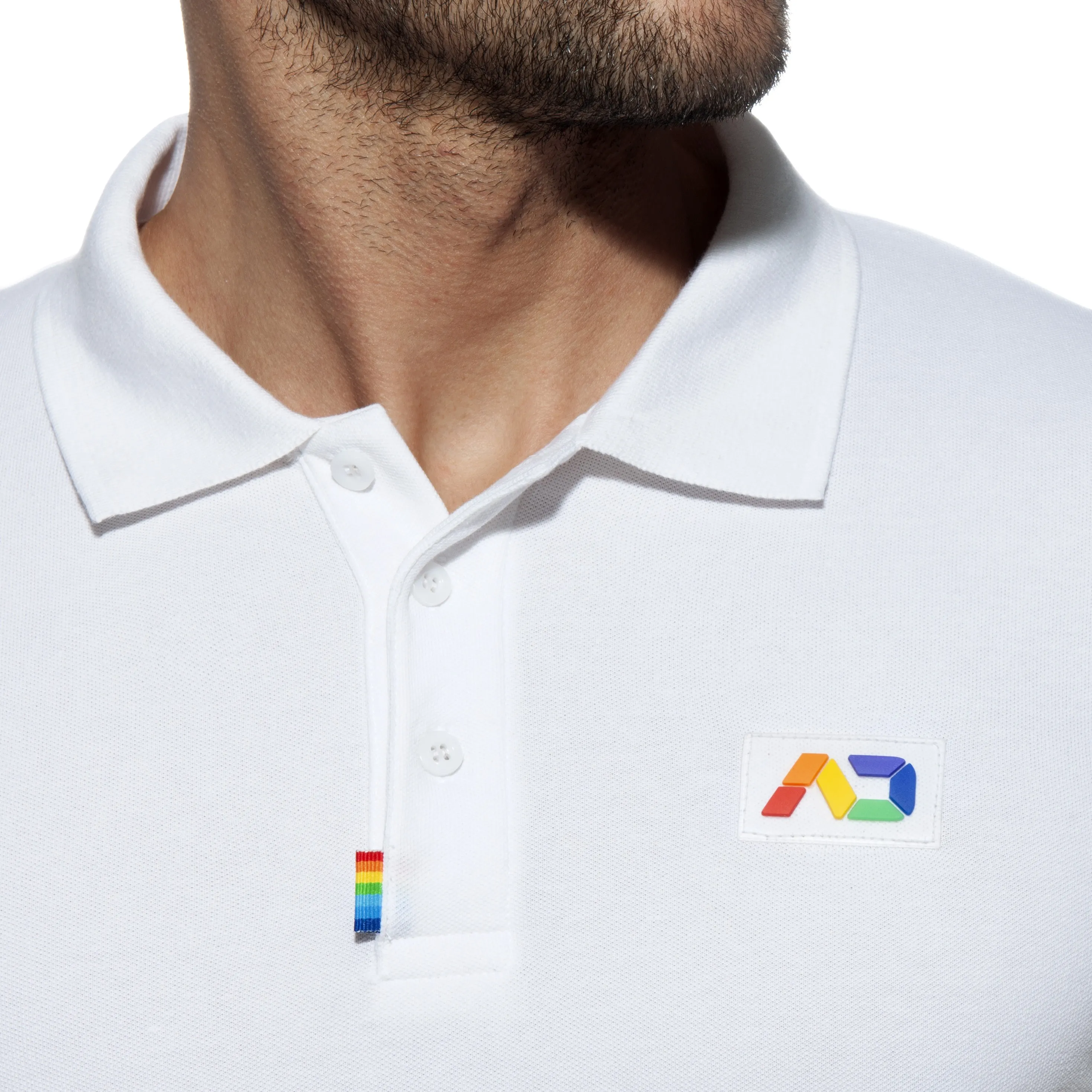 Polo Rainbow - blanc - ADDICTED : vente polo pour homme ADDICTED