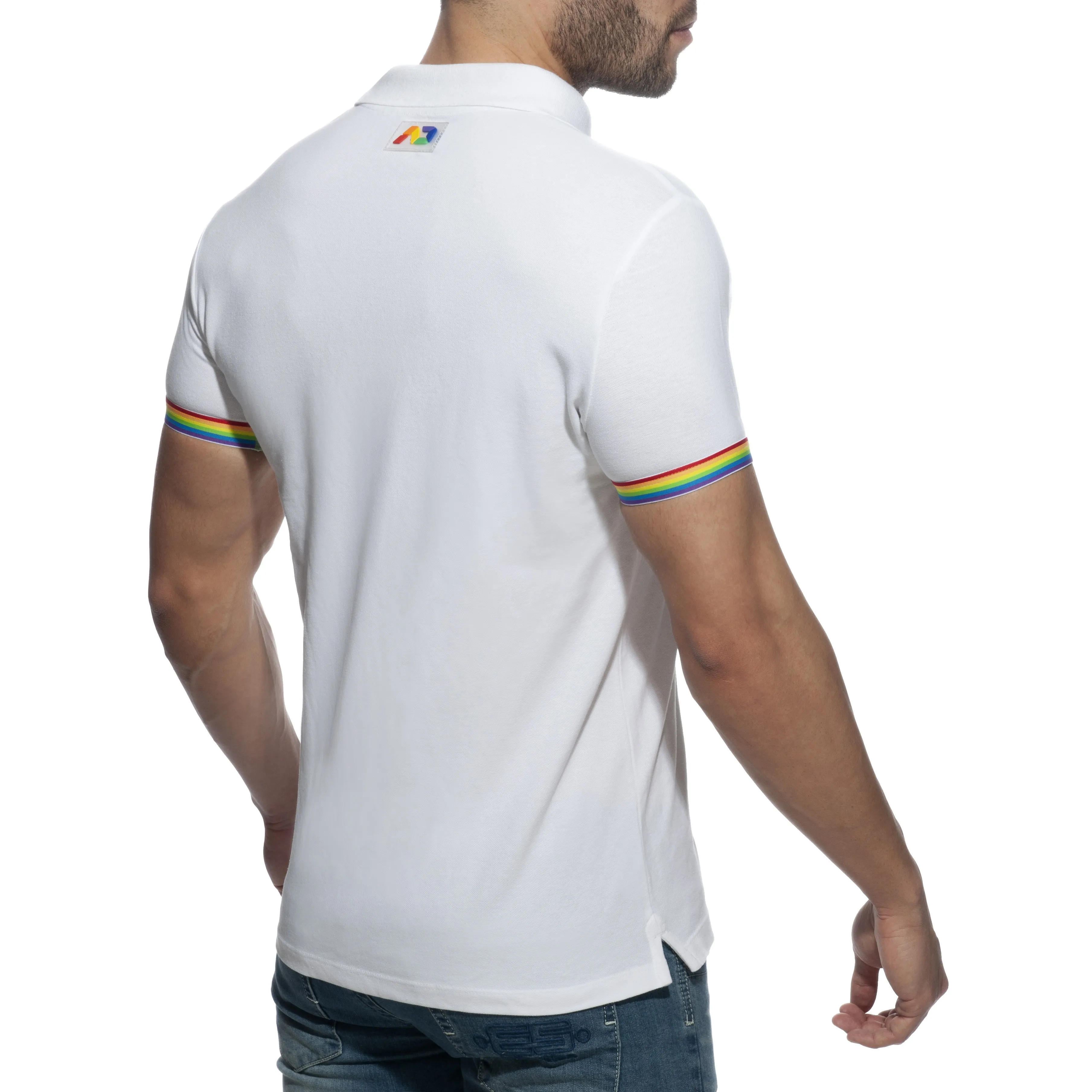 Polo Rainbow - blanc - ADDICTED : vente polo pour homme ADDICTED