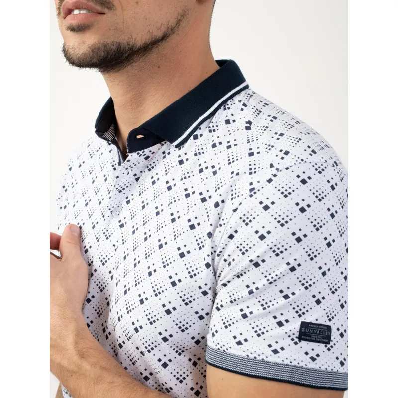 Polo stretch imprimés bulli blanc homme - Sun Valley | wimod