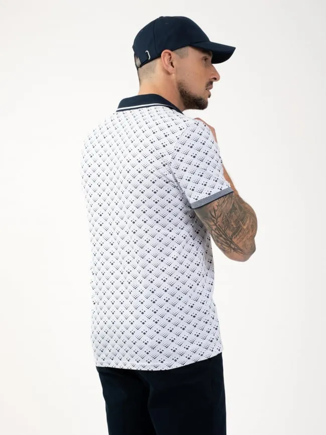 Polo stretch imprimés bulli blanc homme - Sun Valley | wimod