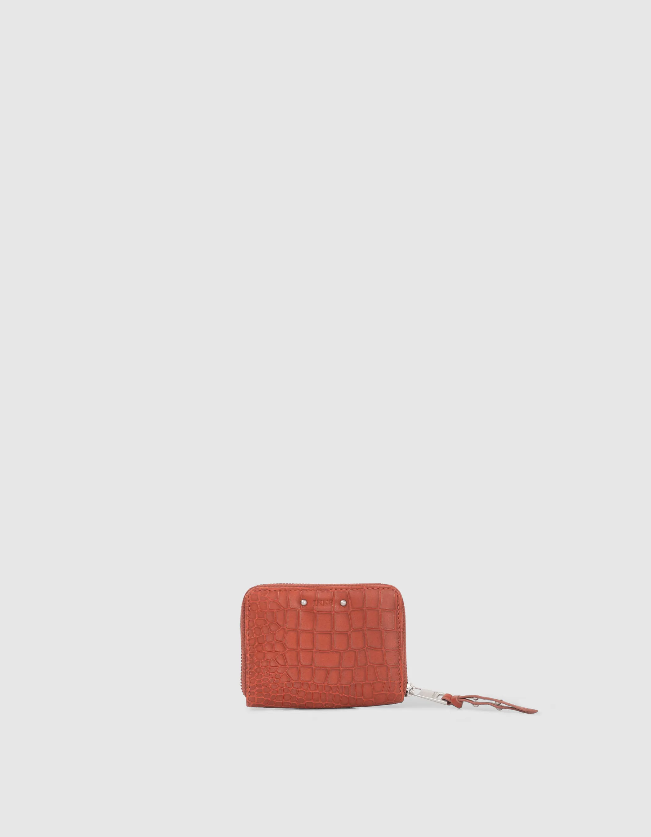 Portefeuille 1440 mini Compagnon orange cuir embossé Femme