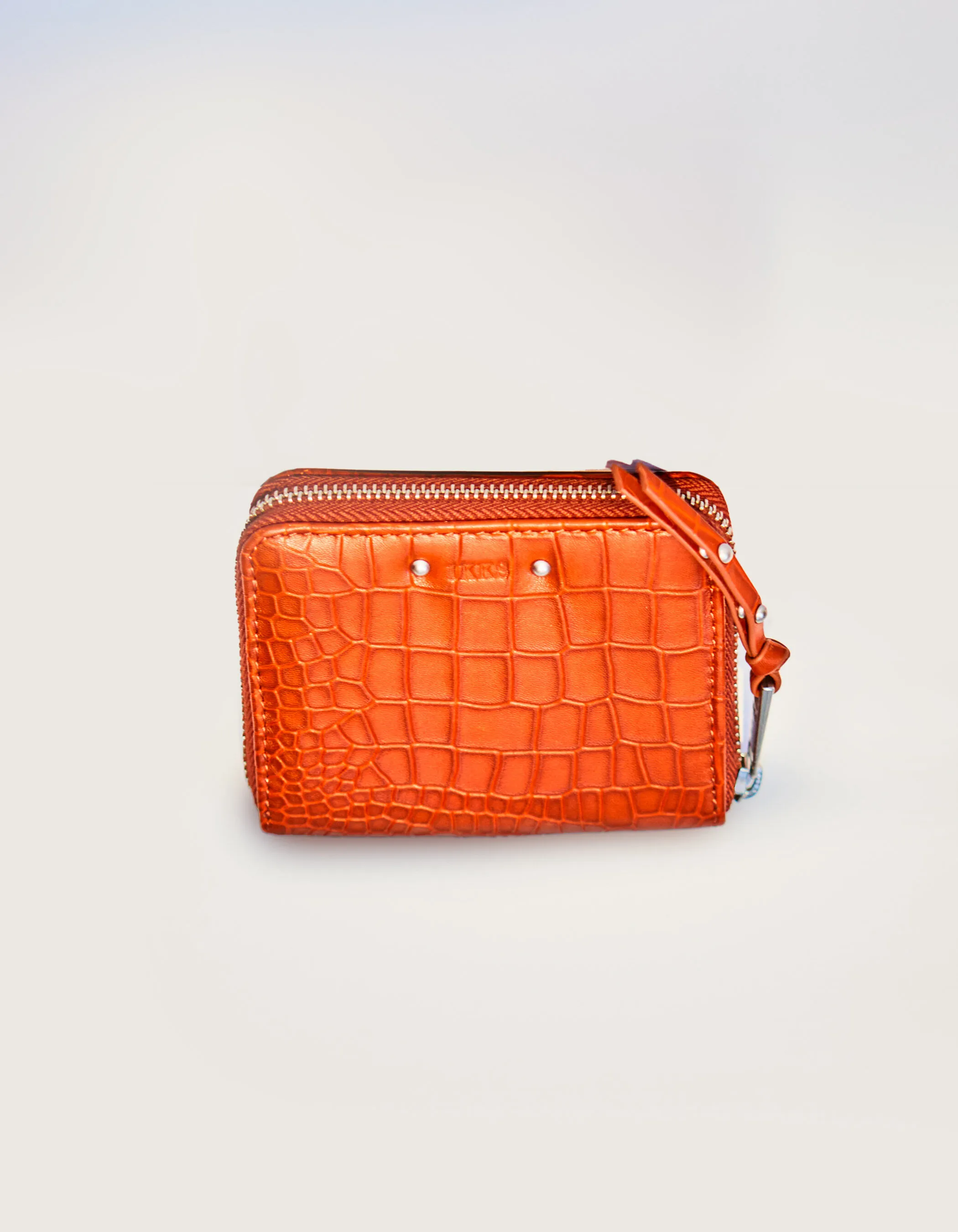 Portefeuille 1440 mini Compagnon orange cuir embossé Femme