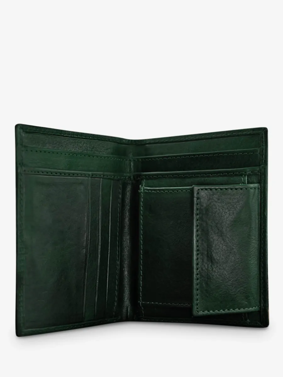 PORTEFEUILLE CUIR VERT HOMME LePortefeuille Marius - Vert Forêt Huilé