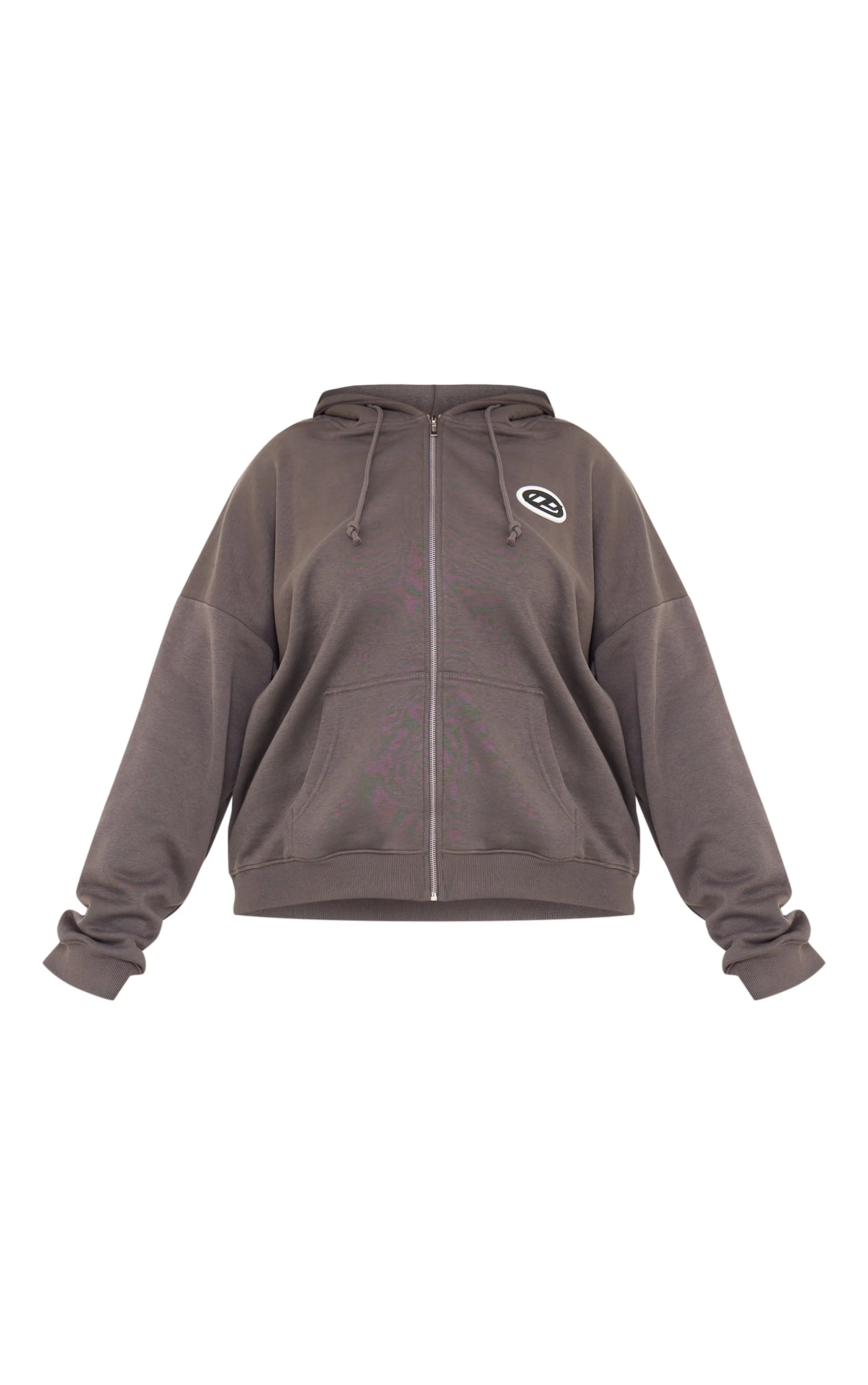 PRETTYLITTLETHING Plus Hoodie oversize gris anthracite à détail logo badge