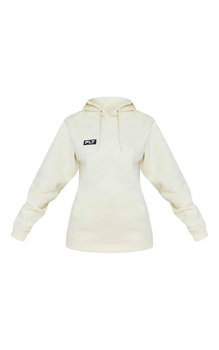 PRETTYLITTLETHING Tall Hoodie oversize crème avec détail badge