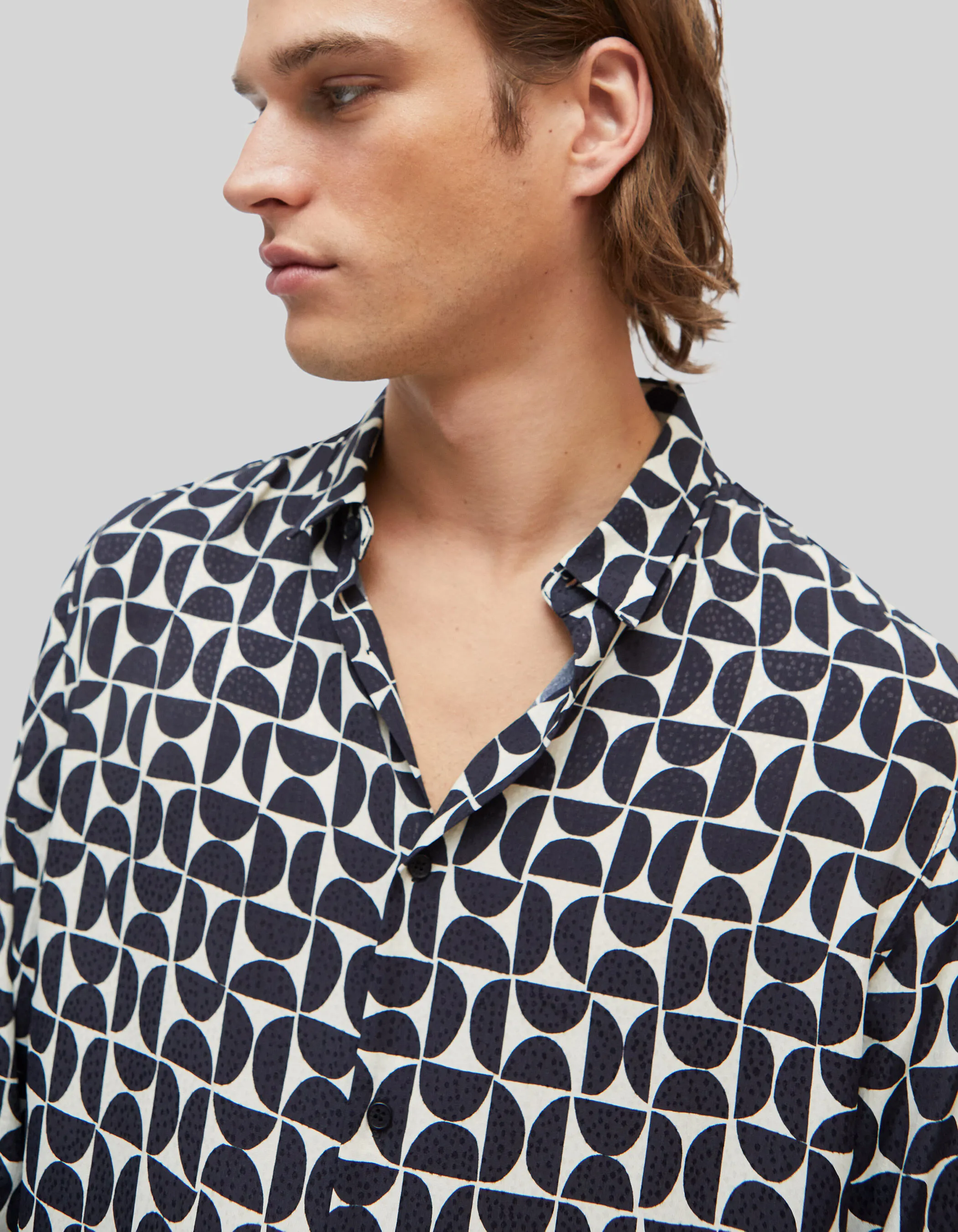 Pure Edition-Chemise noire motif rétro graphique Homme